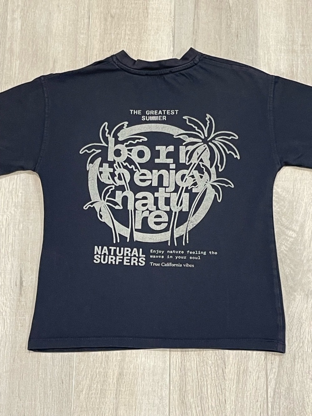 ZARA Kids Natural Surfers Graphic T-Shirt Navy Blue Size 8–9